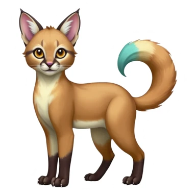 Colorful dark tropical pale light fruity pastel white glorious divine exotic cute cool beautiful shiny beautiful fantasy-caracal-civet-genet-sergal-vernid-Gryphon-Cacomistle-Trico-oncilla-animal-Fakémon-hybrid-fursona (full body) sticker