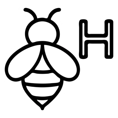 cartoonish honey bee with the letter H, bold outlines sticker