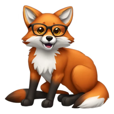 Fox with glasses and reduced color scheme. The color that is used should be red sticker