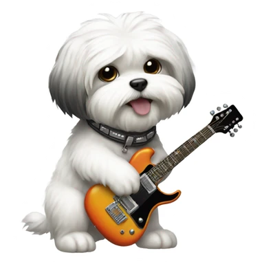 Shitzu dog playing electric guitar sticker