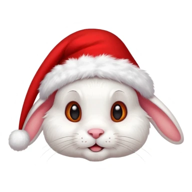 white rabbit with ears in a christmas hat sticker