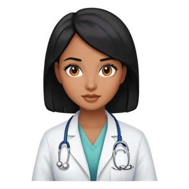 Black hair, brown skin, lady, doctor, pretty  sticker