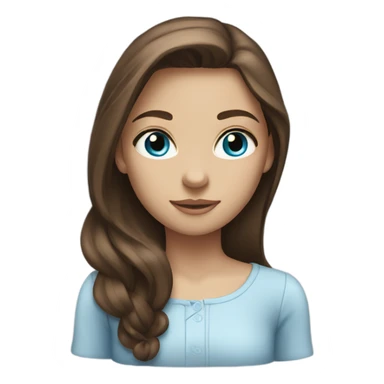 Girl with long brown hair and blue eyes sticker