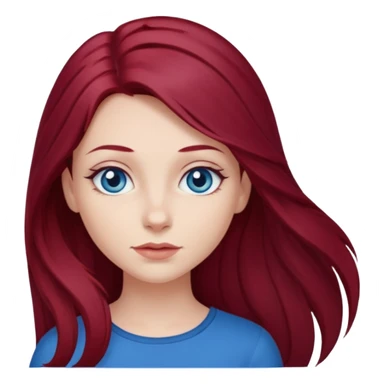 girl with long, dark, burgundy red hair and blue eyes sticker