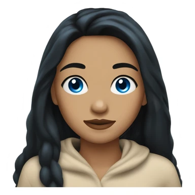 woman with long black hair, enchanting blue eyes, and tan skin sticker