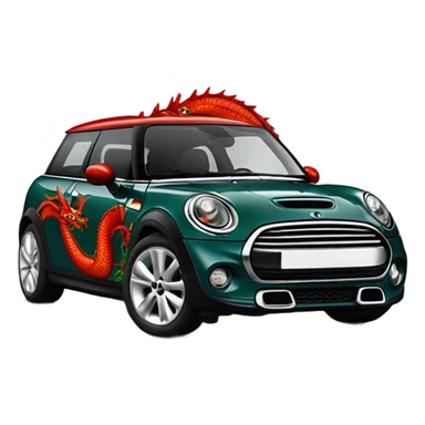 Mini Cooper with Welsh dragon  sticker