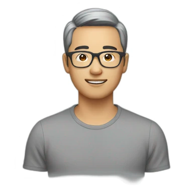 Asian men wearing  square grey specs sticker