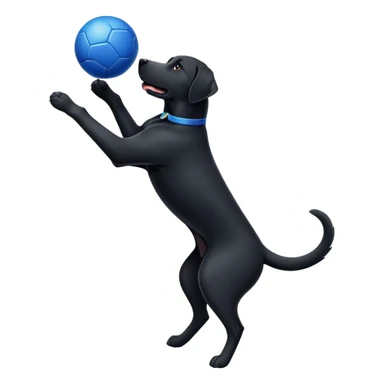 Black lab catching blue ball in the air  sticker
