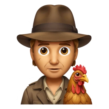 Indiana jones with a chicken head sticker