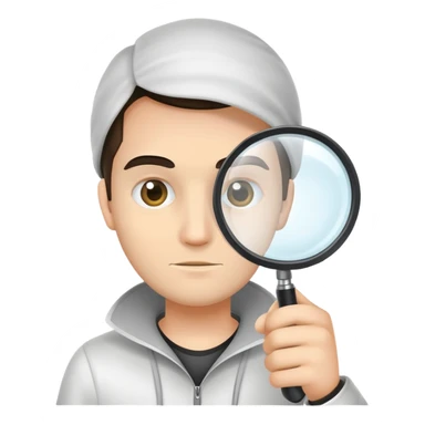 hacker with magnifying glass collecting information sticker