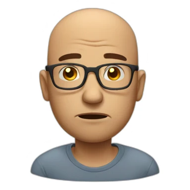 Sad bald man with glasses upset  sticker