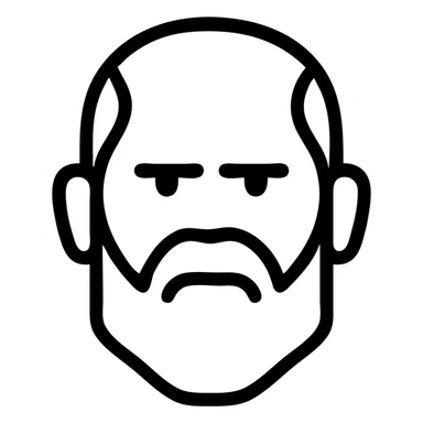 old man head, bearded, serious expression, dark color palette, detailed, icon style sticker