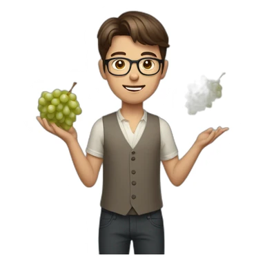 Classy short-brown-haired, bitter, bespectacled young man throwing grapes sticker