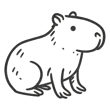 capybara, minimalist black outline icon, no fill, simple and recognizable sticker