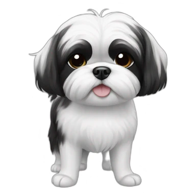 black and white shihtzu sticker