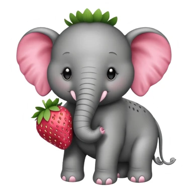 Make a  black and white strawberry elephant sticker