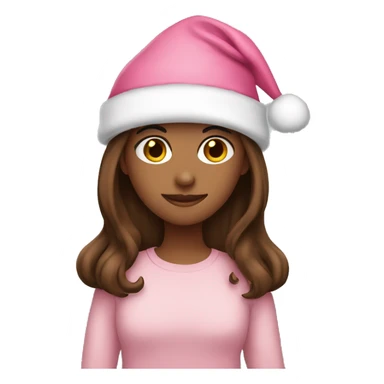 Girl brown hair pink chrismas hat sticker