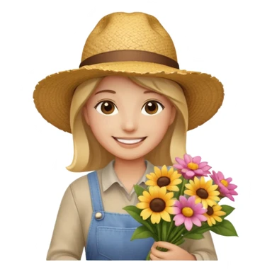 Shopper with flower bouquet,Farmers’ Market. sticker