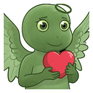 angel holding heart sticker