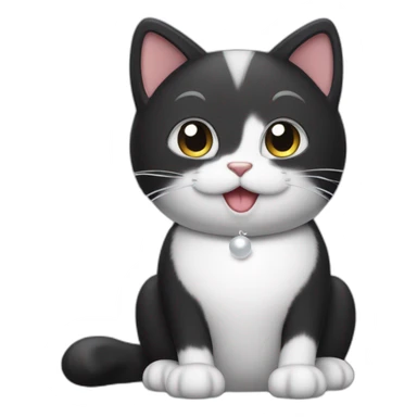 Cute happy Tux cat,The tail is always raised, and the tip of the tail is a small white ball. sticker