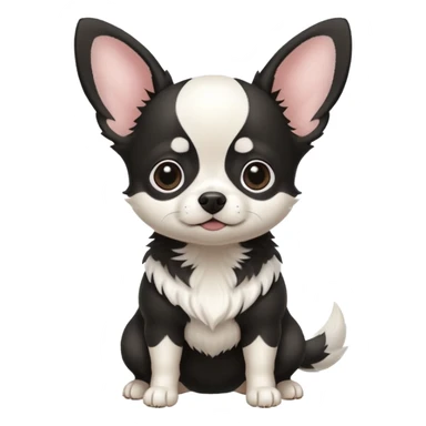 Full White and black Chihuahua - tiny, chubby and big ears. Full body sticker