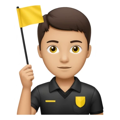 A young referee holding a flag, focused on the match. sticker