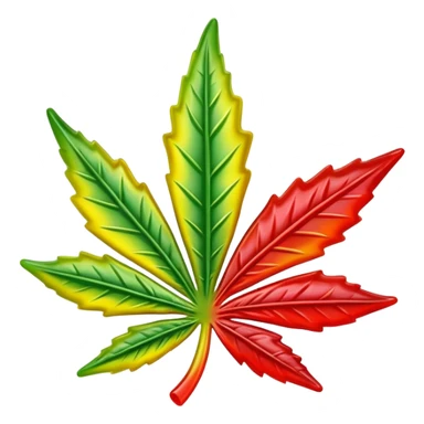 colorful shiny gusher gummy shaped like a cannabis leaf sticker