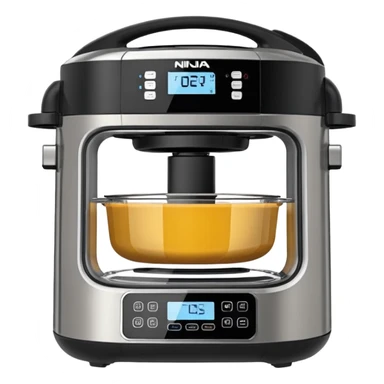 A highly realistic emoji-style illustration of the Ninja Combi all-in-one multicooker, shown front-facing. Stainless steel body with a large glass door. sticker