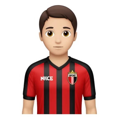 Supporter de L’ogc Nice. Maillot de foot rouge et noir (bandes) logo Kappa. Et logo de L’ogc Nice original. sticker