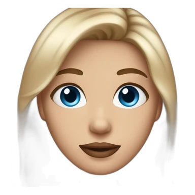 emoji with blue eyes and brown hair with blonde highlights and lipstick sticker