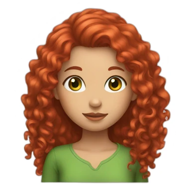 girl with long red curly hair and green eyes sticker