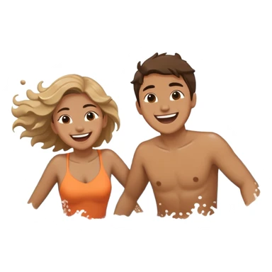 A person splashing water at their friend in the ocean, both laughing as the waves roll around them. The sun shines warmly above, capturing the joy of creating fun, embracing connection, and appreciating the moment with someone who makes life feel lighter.  sticker