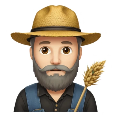 Puritan farmer male middle age with beard black clothes straw hat sticker