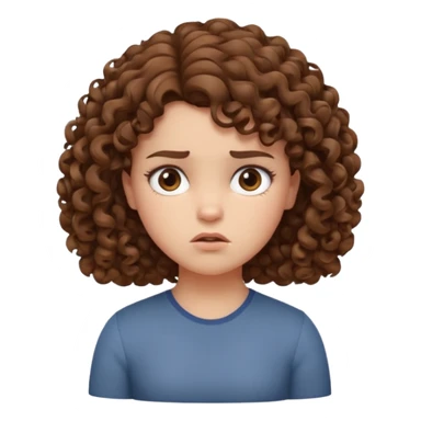 a girl with curly hair going “hmmph” and moving her head left in a cute grumpy way sticker