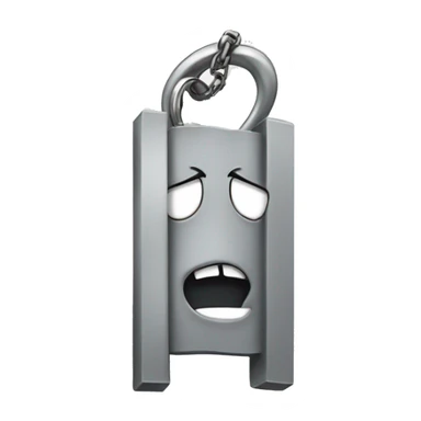 metal bar with face holding a keychain sticker