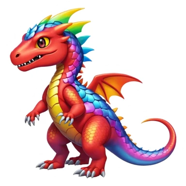 Cute Shiny rainbow iridescent Guilmon-Salandit-Fakémon-hybrid-creature (full body)  sticker