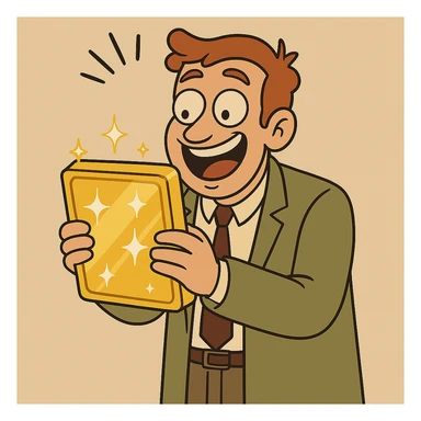 Add sparkles to the gold tablet in a cartoon style. sticker