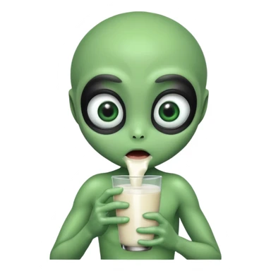 Alien drinking milk  sticker