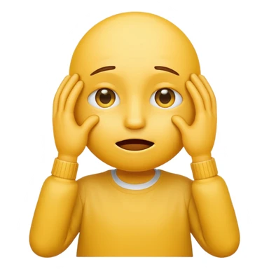 yellow emoticon with hands over eyes not smiling sticker