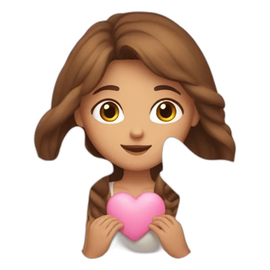 Girl with long brown hair shaping heart with her hands sticker