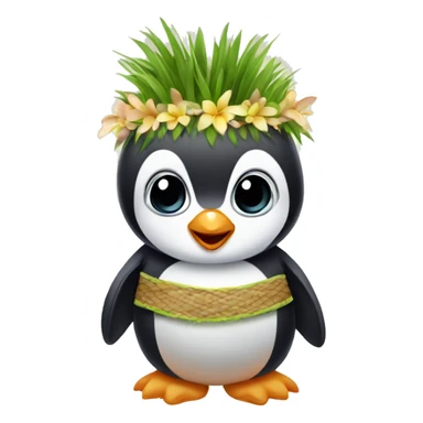 A baby penguin wearing a grass skirt. sticker