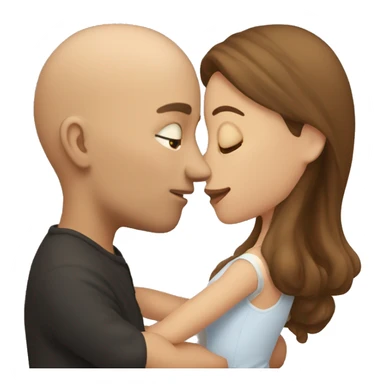 Bald man kissing brown haired girl sticker