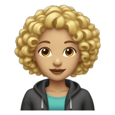Blonde woman curly hair portrait  sticker