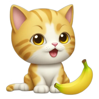 Cat with banana sticker