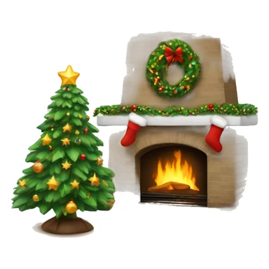 Christmas tree and fireplace  sticker