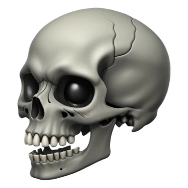 A skull that is dark depressing and under saturated make him creepy and scary but also cursed and his jaw is like uncanny long but not too long that it’s like monster long like impressive human achieveable long sticker