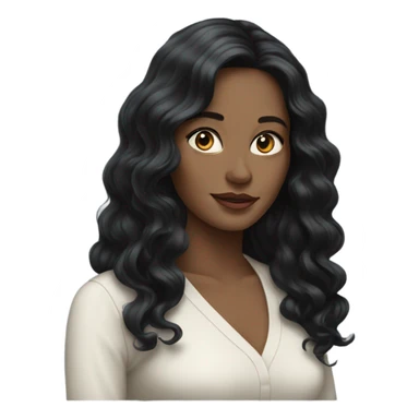 beautiful pale woman with long wavy black hair sticker