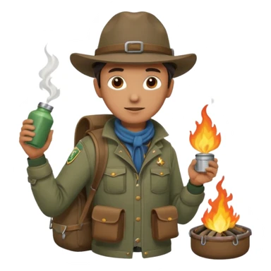 mountain ranger at campfire sticker