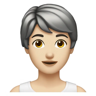 pale skinned dark black short hair dark brown eyes masc lesbian  sticker