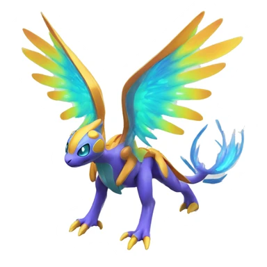 Colorful Celestial Neon Colors Vibrant Colors Flying Futuristic Fakémon-Legendary-Pokémon-Creature Full Body sticker